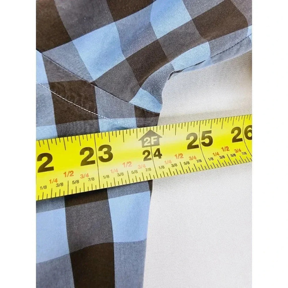 Tommy Bahama Size Large Mens Brown Blue Check Button Down Embroidered Logo Shirt - Picture 2 of 13